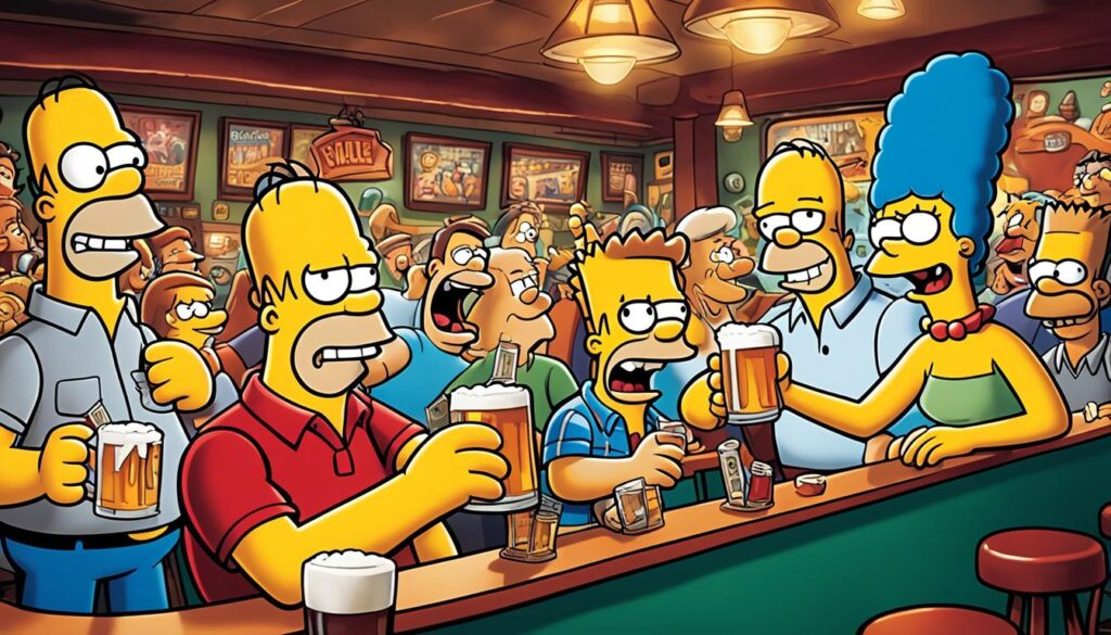personajes de Los Simpson en la Taberna de Moe